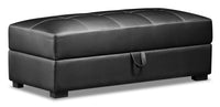  Pouf de rangement Weston en tissu d'apparence cuir - noir 