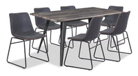  Ensemble de salle à manger Amos 7 pièces en métal avec table de 60 po (L) et 6 chaises - gris