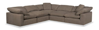  Sofa sectionnel modulaire Eclipse 5 pièces en tissu d'apparence lin - ardoise