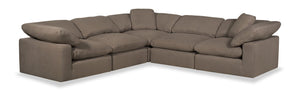 Sofa sectionnel modulaire Eclipse 5 pièces en tissu d'apparence lin - ardoise