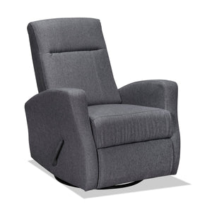 Fauteuil pivotant, berçant et inclinable Nyla de 30 po en tissu d’apparence lin gris