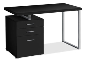 Bureau réversible Clayton de 47,25 po à 3 tiroirs - noir