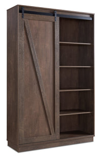 Armoire décorative de rangement Warren de 47,25 po avec porte coulissante de style grange - chêne noyer