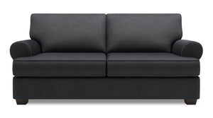 Sofa personnalisable Roll de Sofa Lab de 76 po de format condo fabriqué au Canada en tissu d’apparence lin gris Pax Pepper 