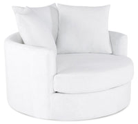  Fauteuil d’appoint Cuddler Grande de 48 po fabriqué au Canada en tissu de chenille blanc Plush Heaven