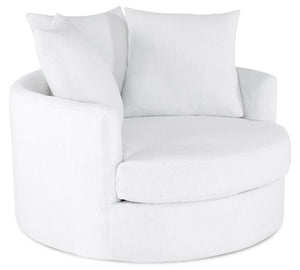 Fauteuil d’appoint Cuddler Grande de 48 po fabriqué au Canada en tissu de chenille blanc Plush Heaven 