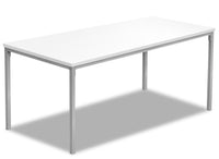 Table à café moderne Ariella de 40 po - dessus blanc avec base en métal gris