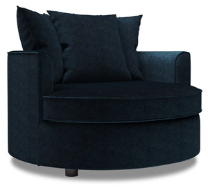 Fauteuil d’appoint Cuddler de Sofa Lab personnalisable de 48 po fabriqué au Canada en tissu de chenille bleu Luxury Indigo