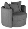 Fauteuil d’appoint pivotant Cuddler Midi de 42 po fabriqué au Canada en tissu de chenille gris Teddy Nightfall