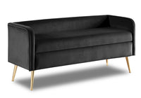 Banc Cass de 52 po - velours noir avec pattes dorées