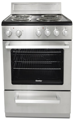 Cuisinière électrique Danby de 2,5 pi³ de largeur compacte de 24 po et à 4 brûleurs - acier inoxydable - DERM240BSSC