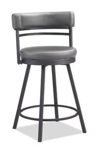  Tabouret bar Mila en tissu de cuir végétalien et en métal avec siège pivotant - gris