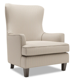 Fauteuil d’appoint à oreilles Sofa Lab personnalisable de 32 po fabriqué au Canada en tissu beige Mushroom