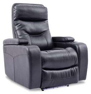 Fauteuil à inclinaison électrique Glow en tissu d'apparence cuir avec appuie-tête électrique - noir