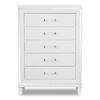  Commode verticale somptueuse Max de 38 po (L) x 54,3 po (H) à 5 tiroirs pour la chambre à coucher - blanche