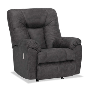 Fauteuil berçant à inclinaison électrique Ranger de Design à mon image de 35,5 po en tissu d’apparence cuir gris ardoise