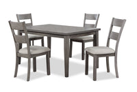  Ensemble de salle à manger Krew 5 pièces en mélamine avec table de 60 po (L) et 4 chaises - gris