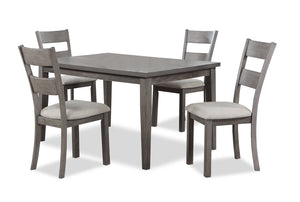 Ensemble de salle à manger Krew 5 pièces en mélamine avec table de 60 po (L) et 4 chaises - gris