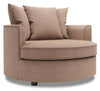 Fauteuil d’appoint Cuddler de Sofa Lab personnalisable de 48 po fabriqué au Canada en tissu d’apparence lin brun Pax Wicker