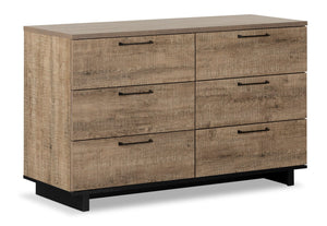 Commode Everley de 51,3 po (L) x 31,3 po (H) à 6 tiroirs pour la chambre à coucher - brune