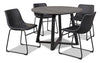 Ensemble de salle à manger Cole 5 pièces en métal et en mélamine avec table ronde de 42 po (L), base piédestal et 4 chaises noires