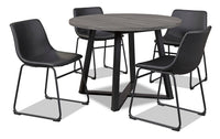  Ensemble de salle à manger Cole 5 pièces en métal et en mélamine avec table ronde de 42 po (L), base piédestal et 4 chaises noires