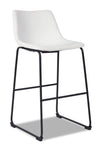 Tabouret bar Cole en tissu de cuir végétalien et en métal - blanc