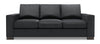 Sofa personnalisable Track de Sofa Lab de 85 po fabriqué au Canada en tissu d’apparence lin gris Pax Pepper avec accoudoirs rectilignes