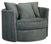 Fauteuil d’appoint pivotant Cuddler Midi de 42 po fabriqué au Canada en tissu de chenille gris Plush Thunder