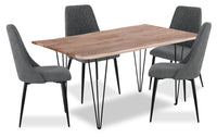  Ensemble de salle à manger Miya 5 pièces en acacia et métal avec table de 60 po (L), bordures Live Edge et 4 chaises - anthracite