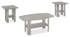 Ensemble 3 tables modernes Everest de 35,5 po (table à café et 2 tables de bout) avec tablette - gris 