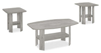 Ensemble 3 tables modernes Everest de 35,5 po (table à café et 2 tables de bout) avec tablette - gris