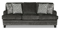  Sofa Bellmont de 89 po fabriqué au Canada en tissu de chenille gris anthracite avec coussins de dossier et de siège réversibles