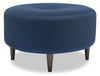 Pouf personnalisable The Curve de Sofa Lab de 31 po fabriqué au Canada en tissu d’apparence lin - bleu Pax Navy