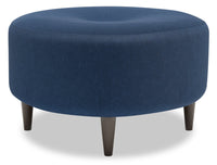  Pouf personnalisable The Curve de Sofa Lab de 31 po fabriqué au Canada en tissu d’apparence lin - bleu Pax Navy