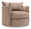 Fauteuil d’appoint pivotant Nest de Sofa Lab personnalisable de 41 po fabriqué au Canada en tissu d’apparence lin brun Pax Wicker