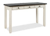 Bureau Madison County de 50 po à 3 tiroirs - blanc rétro avec brun de style bois de grange 