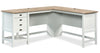 Bureau en forme de L Joana de 65,12 po - blanc doux 