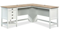 Bureau en forme de L Joana de 65,12 po - blanc doux