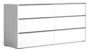 Commode italienne moderne Raia de 59 po (L) x 33 po (H) à 6 tiroirs pour la chambre à coucher - blanche