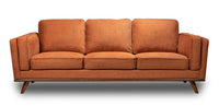  Sofa Kassia Kort & Co. de 90,6 po en tissu d'apparence lin orange avec base et pattes en bois