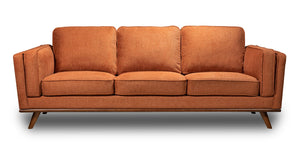 Sofa Kassia Kort & Co. de 90,6 po en tissu d'apparence lin orange avec base et pattes en bois