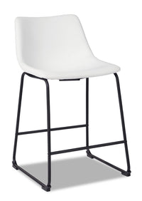  Tabouret Cole de hauteur comptoir en tissu de cuir végétalien et en métal - blanc