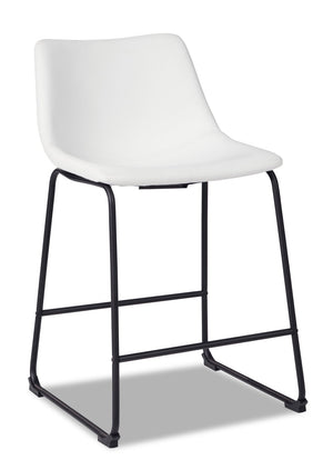 Tabouret Cole de hauteur comptoir en tissu de cuir végétalien et en métal - blanc