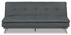 Futon June en tissu d'apparence lin - gris