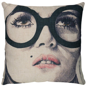 Coussin décoratif avec portrait - beige