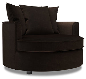 Fauteuil d’appoint Cuddler de Sofa Lab personnalisable de 48 po fabriqué au Canada en tissu de chenille brun Luxury Chocolate