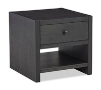 Table de bout moderne Tosca de 23,88 po avec rangement et tablette - bois au fini noir