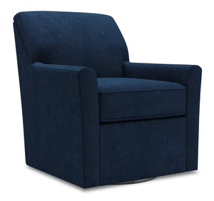 Fauteuil d’appoint pivotant Sofa Lab personnalisable de 31 po fabriqué au Canada en tissu de velours bleu Royal Blue