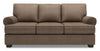 Sofa-lit personnalisable Roll de Sofa Lab de 86 po fabriqué au Canada en tissu d’apparence lin brun Luna Praline avec accoudoirs enroulés